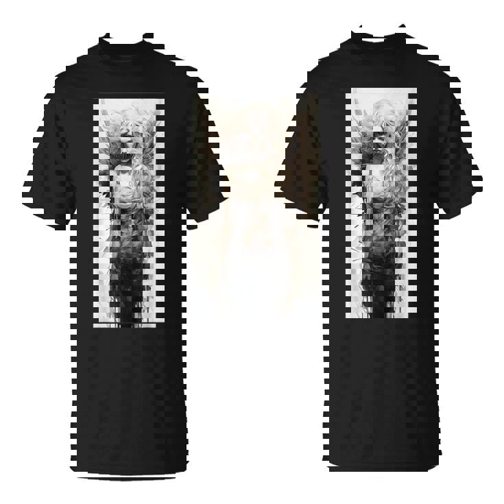 黒と白の天使 クラシックヴィンテージアート Tシャツ