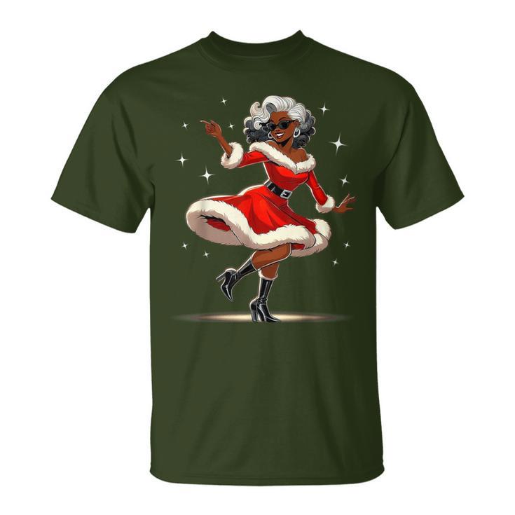 African Santa Wife Dancing African American Christmas T-Shirt