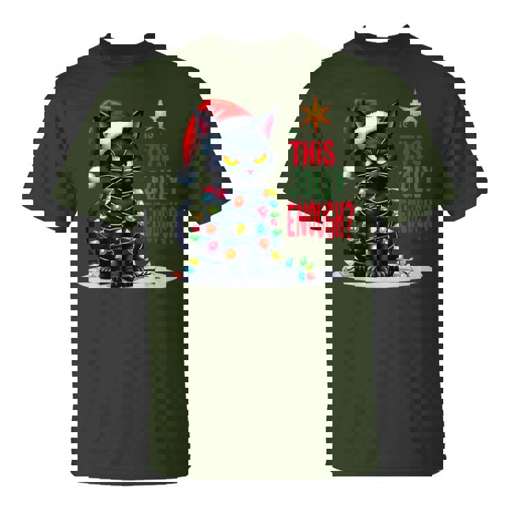 Is This Jolly Enough Christmas Black Cat Men T-Shirt