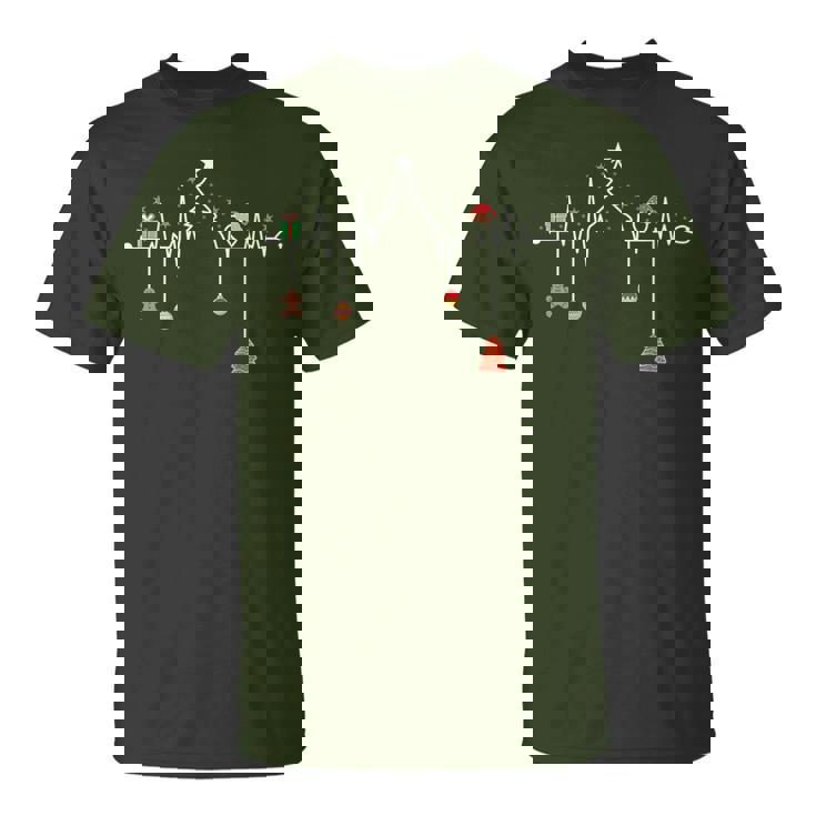 Nursing Christmas Christmas Tree Heartbeat Nurse T-Shirt