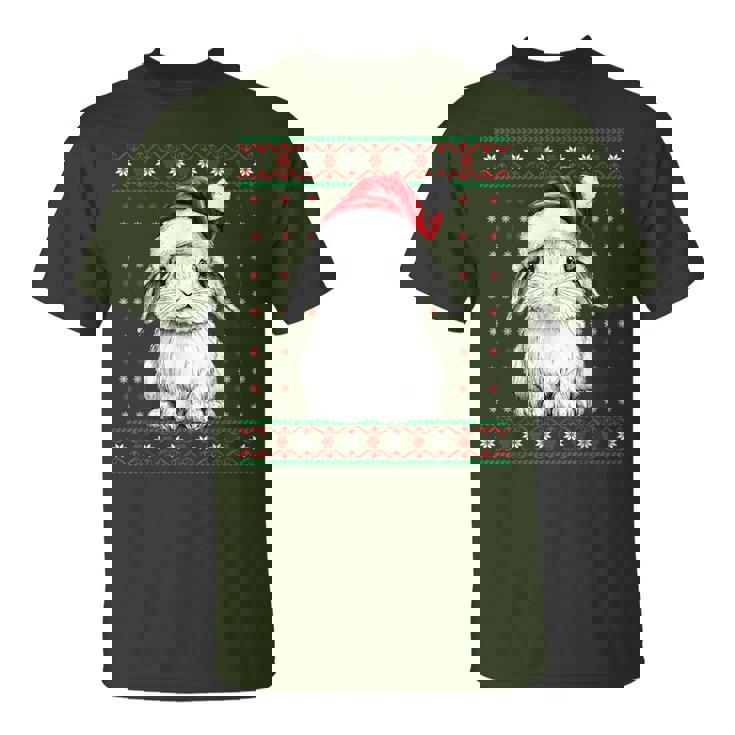 Ugly Christmas Sweater Rabbit Lover Santa Hat Holiday T-Shirt Ugly Christmas Sweater Rabbit Lover Santa Hat Holiday T-Shirt