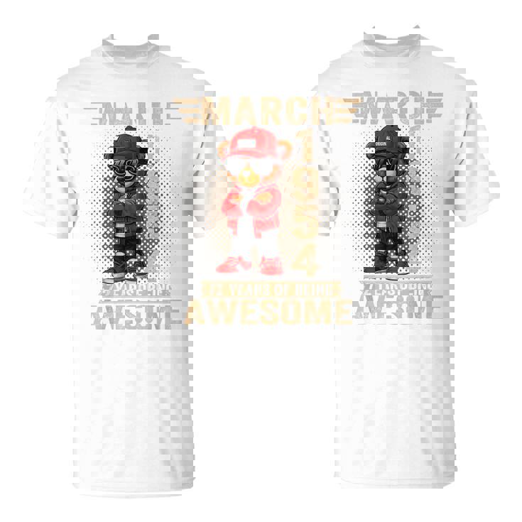 3月 72歳の誕生日 男性 女性 1954年 素晴らしいテディベア Tシャツ