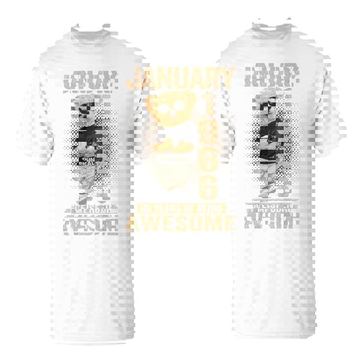 60歳 1966年1月 テディベア 60歳 誕生日 男性 女性 Tシャツ