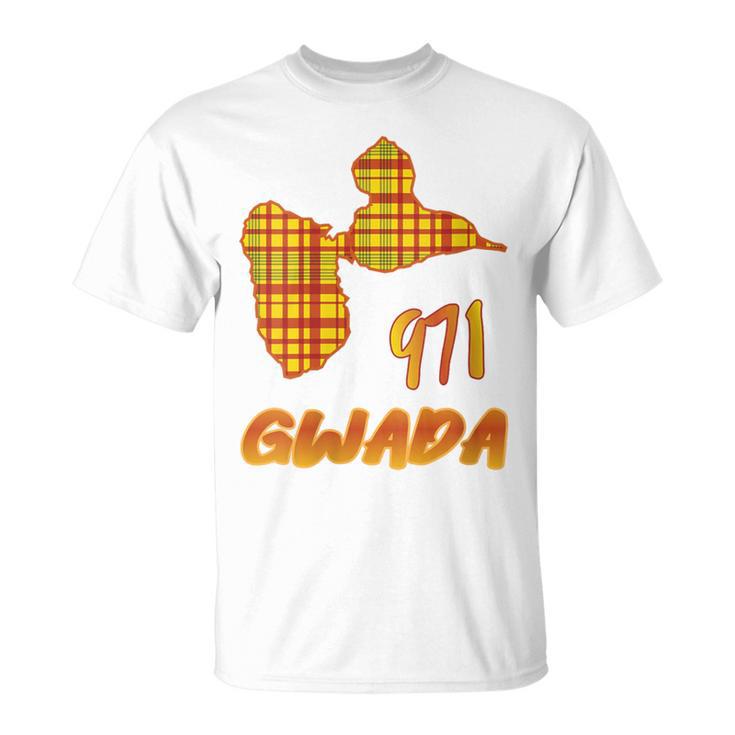 971 Gwada Idee Cadeau Guadeloupe Gwadlouptyle Madras T-Shirt