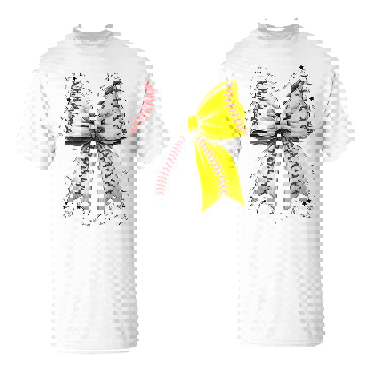 Baseball Softball Bow Coquette Baseball Mom Mama T-Shirt