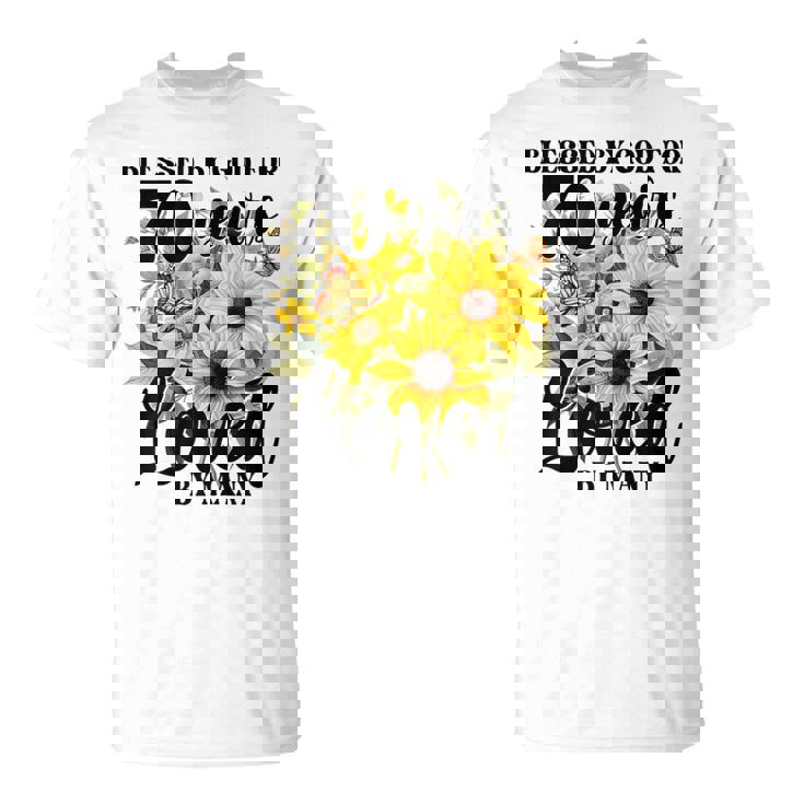 Blessed By God For 70 Years Loved Sunflower 70Th Birthday T-Shirt