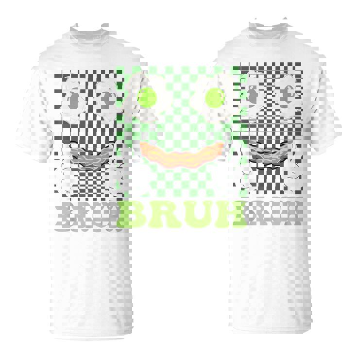 Bruh Green Face Eggs And Bacon Ham 朝食 聖パトリックズ Tシャツ