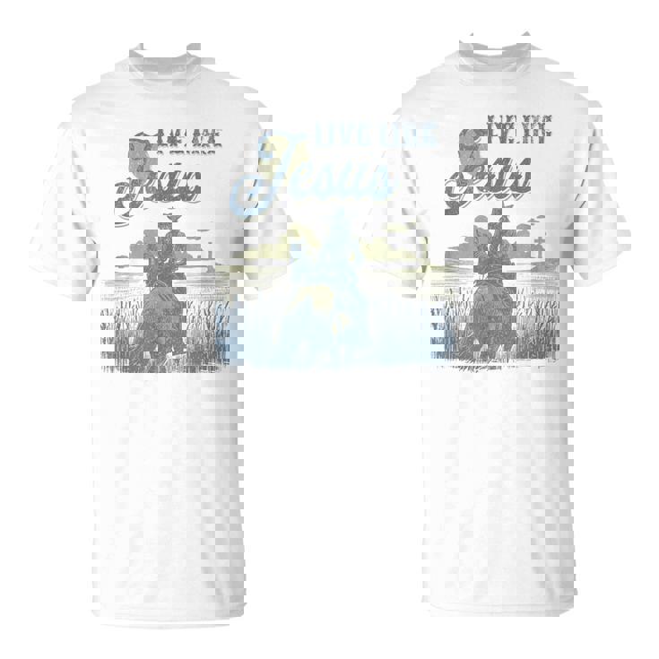 Cute Christian Cowgirl Live Like Jesus Western Faith Boho T-Shirt