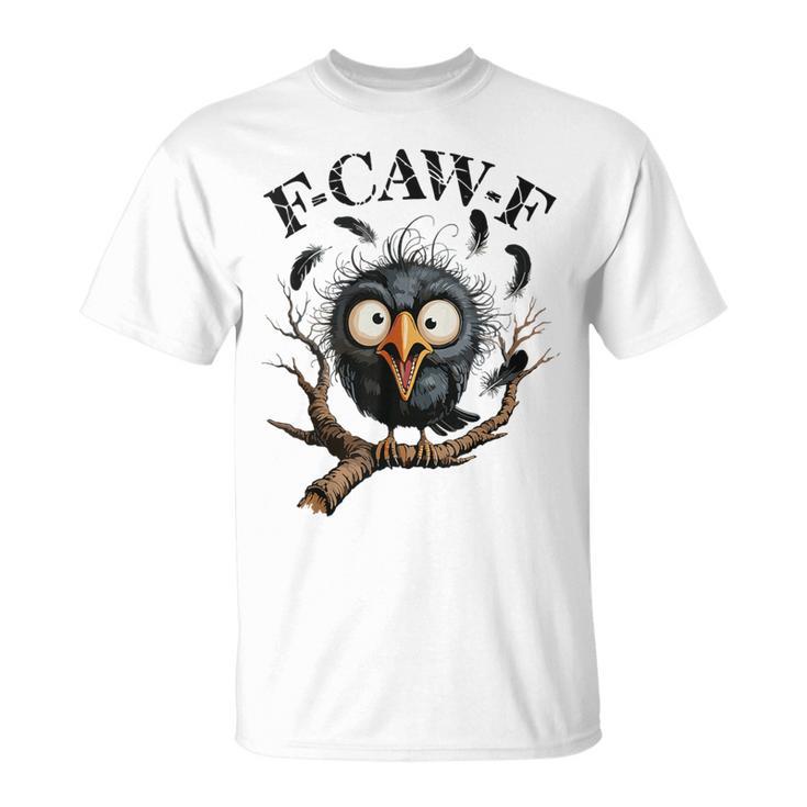 T-Shirt Uomo Corvo Nero E Luna – Stampa Gotica Divertente "F-Caw-F" – Cotone
