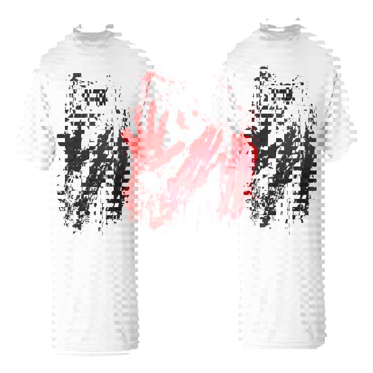 I'm Ok シャツ 血まみれ シャツ 手 血のはね 血 ステンド Tシャツ