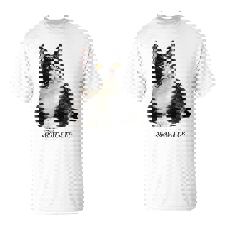 Mischief In Fur 猫写真 ハチワレ猫 黒白猫 猫好き ネタ 猫しもべ 猫飼い 猫依存症 長袖tシャツ Tシャツ