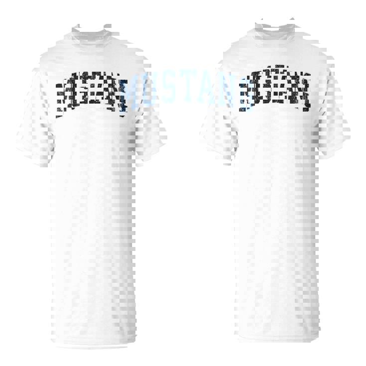 Mustang Oklahoma Ok Diseño Deportivointage Diseño Azul Marino Cuello Camiseta unisex