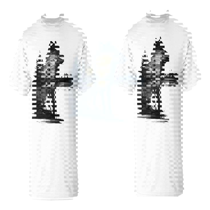 Nature Mountains Adventure Wolf Outdoor Wildlife Forest T-Shirt