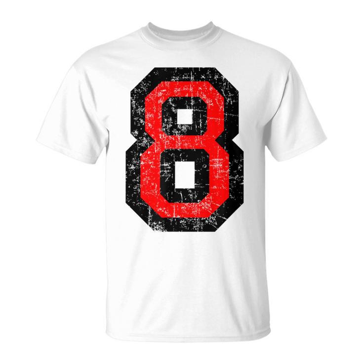 Número 8 Rojo Y Nero 8º Cumpleaños No8 Camiseta unisex