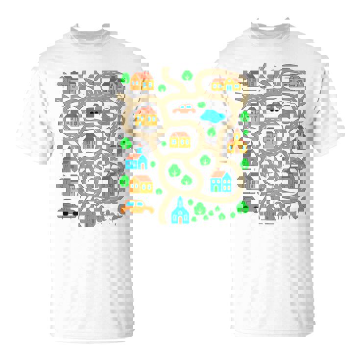 Play Cars On Dad's Back Mat Road Car Race Track Festa Del Papà Maglietta