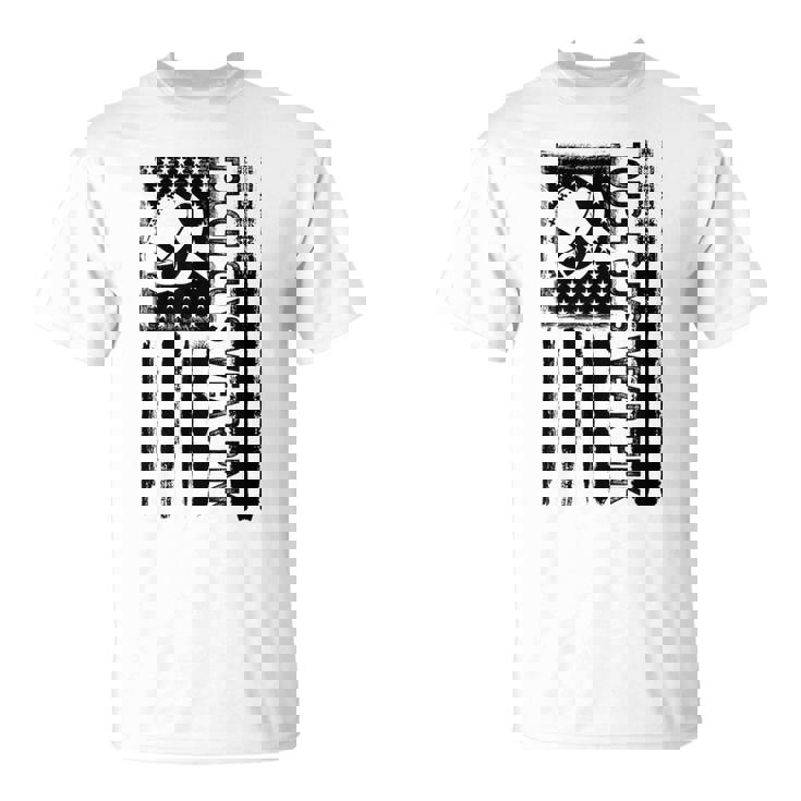 Tough Guys Wear Pink Breast Cancer Football American Flag T-Shirt