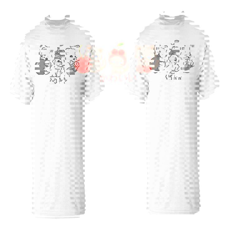 かわいい ねこ さくらんぼ カワイイ 日本風 キャット カートゥーン Tシャツ