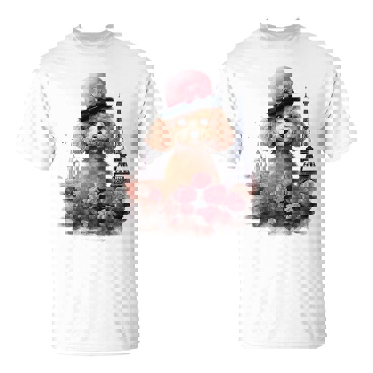 かわいい フランス パリ エッフェル塔 トイプードル パリジャンプードル 長袖tシャツ Tシャツ