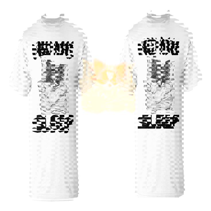 かわいいパピヨンドッグは睡眠パジャマナイトガウンが必要です Tシャツ