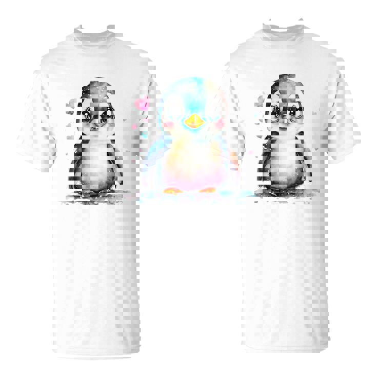 ちょっと可愛い赤ちゃんペンギンの鳥とハートのペンギン。 Tシャツ