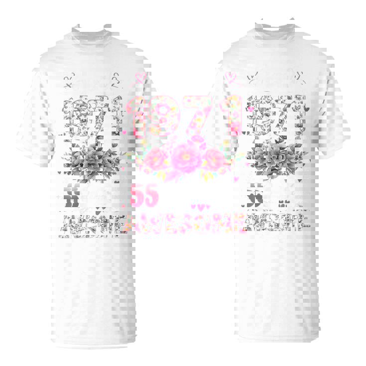 オンバック 55歳 1971年4月 花柄 55歳の誕生日 Tシャツ