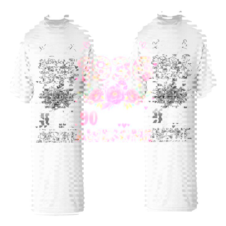 オンバック 90歳 1936年3月 花柄 90歳の誕生日 Tシャツ