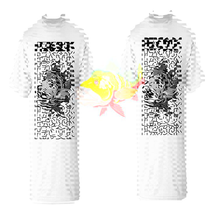 ピーコックバス 80 年代スタイルのモンスターフィッシュキーパー Tシャツ