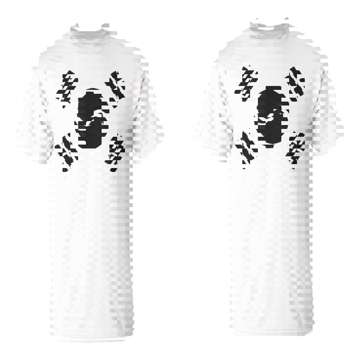 大韓民国 様式化された韓国国旗 ブラック Tシャツ