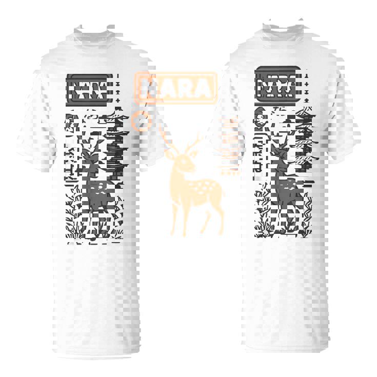 奈良 日本 鹿 日本語タイポグラフィ 漢字 自然 旅行 Tシャツ