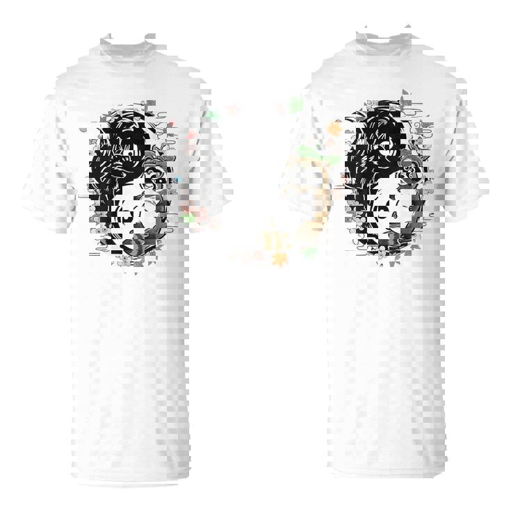 狸と狐 太極図 たぬき きつね Tシャツ