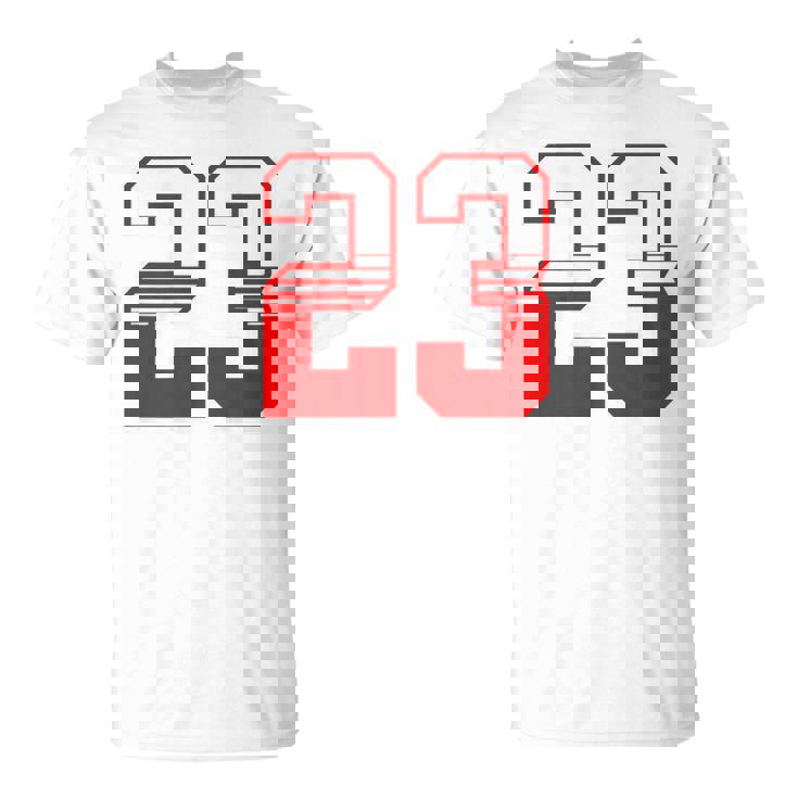 白赤番号 23 スポーツチーム Tシャツ