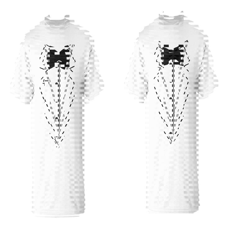 蝶ネクタイ付きホワイトtシャツ タキシード 面白いシャツ Tシャツ