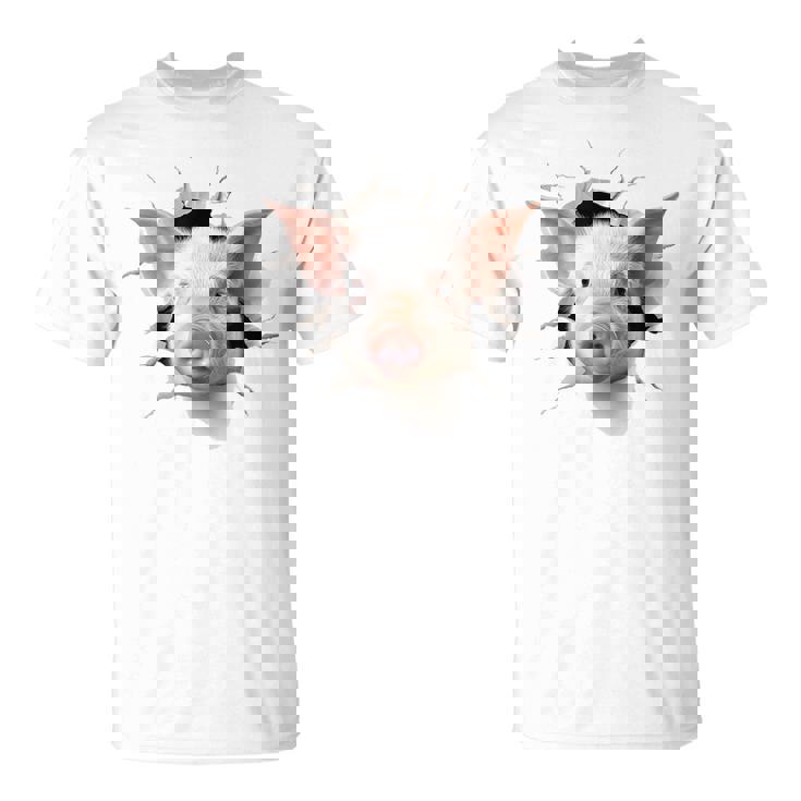 豚 アニマル柄 グラフィック 図面 イラスト 顔 豚 Tシャツ