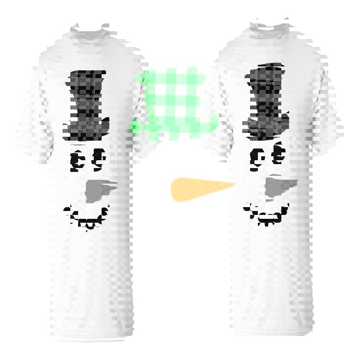 雪だるま 顔 にんじん鼻 クリスマス 冬 格子柄 サンタハット Tシャツ