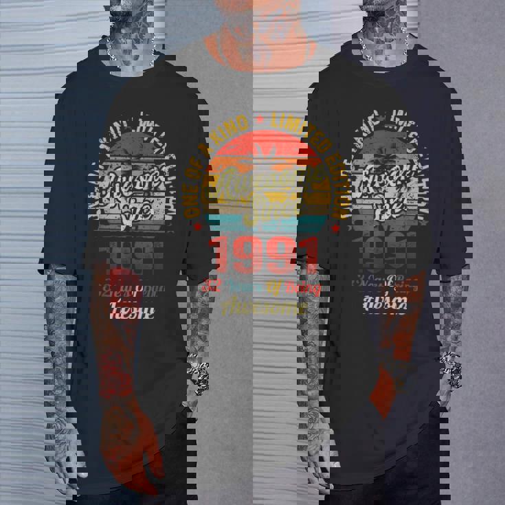 32 誕生日デコレーション メンズ レディース 1991 Bday 32Th Birthday Tシャツ 彼への贈り物