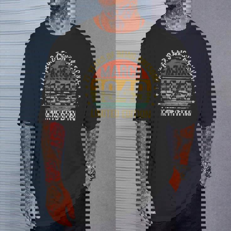3月の誕生日 Est 1949 限定版 ヴィンテージ 77歳 Tシャツ 彼への贈り物