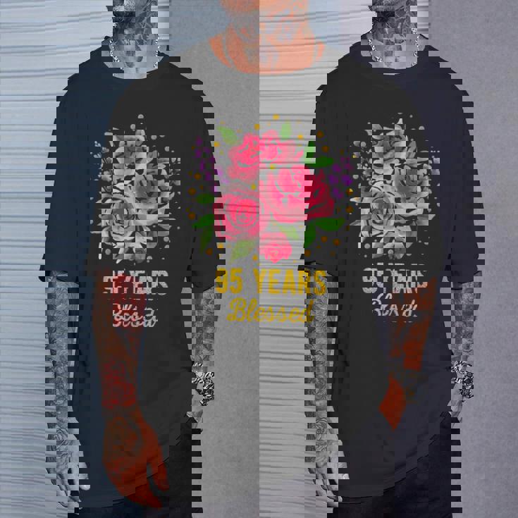 95歳 祝福されたかわいいバラの花 95歳 95歳の誕生日 Tシャツ 彼への贈り物