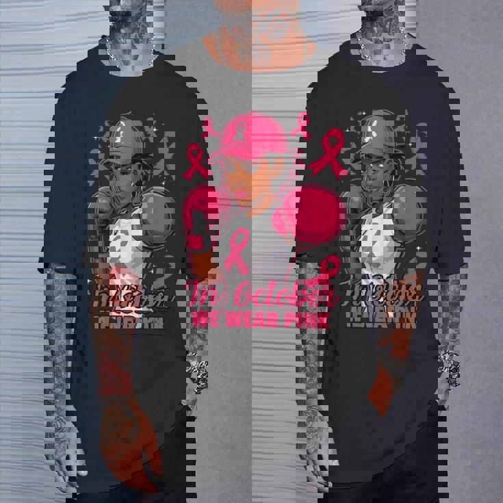 African American In October We Wear Pink Breast Cancer T-Shirt Gifts for Him