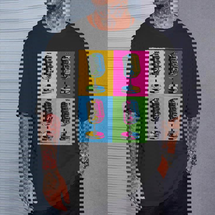 Arte Pop Micrófono Amantes Y Artistas De La Música Camiseta unisex Regalos para él