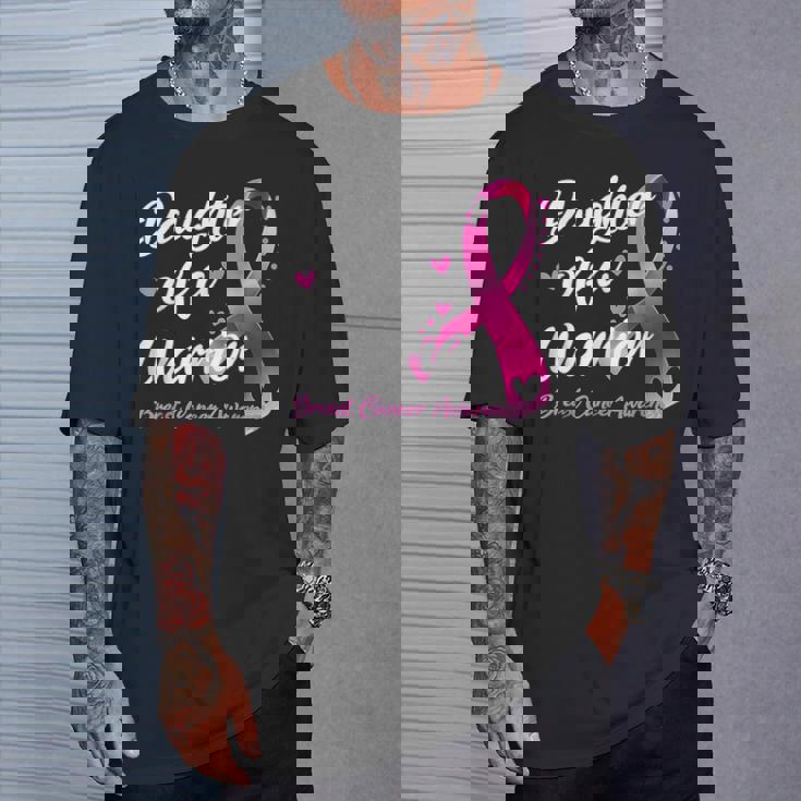 Breast Cancer Fighter Awareness Daughter Of A Warrior T-Shirt Gifts for Him Breast Cancer Fighter Awareness Daughter Of A Warrior T-Shirt Gifts for Him