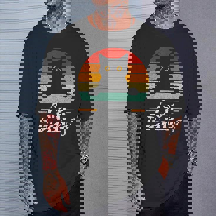 Cat Daddy Retro Compleanno & Festa Del Papà Gatto Papà Uomo Maglietta Regalos para él