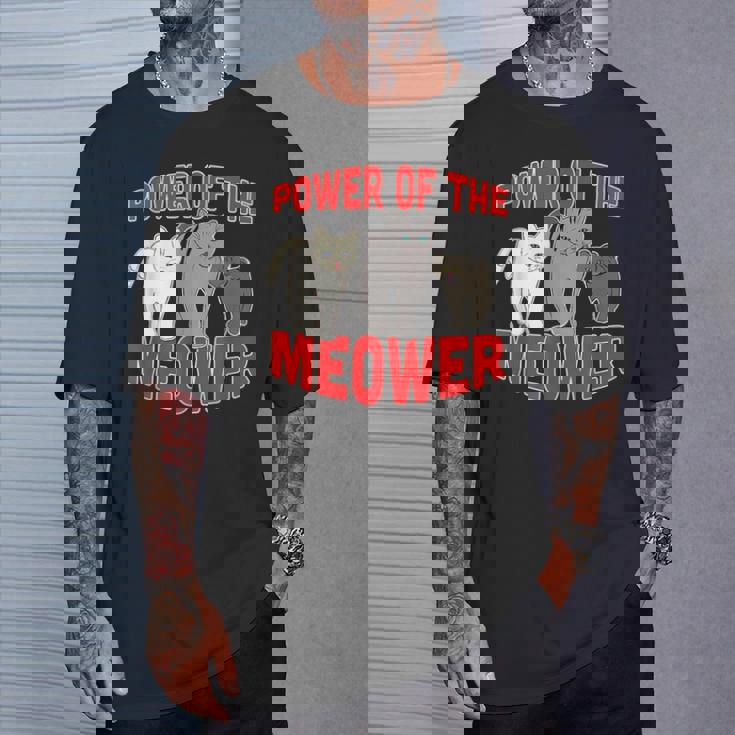 Catuperheros Power Of The Meower Feline Bossestrut Meow Tシャツ 彼への贈り物