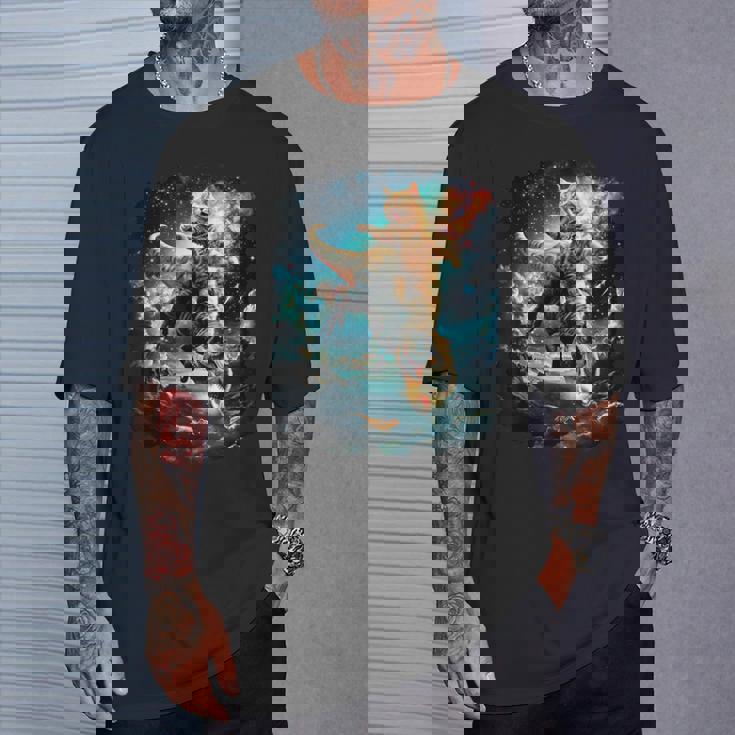 Chat De L'espace À Chevalur Le DinosaureRex T-Shirt Cadeaux pour lui