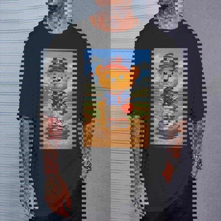 Cool Teddy Bear Baseball Player Illustration Graphic s Tシャツ 彼への贈り物