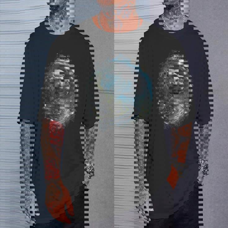 Diseño Artístico Retro De Pitbull Dog Al Atardecer Camiseta unisex Regalos para él