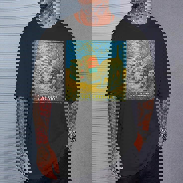 I Eat Cement 猫 ゴッホ 印象派 絵画 美学 Tシャツ 彼への贈り物