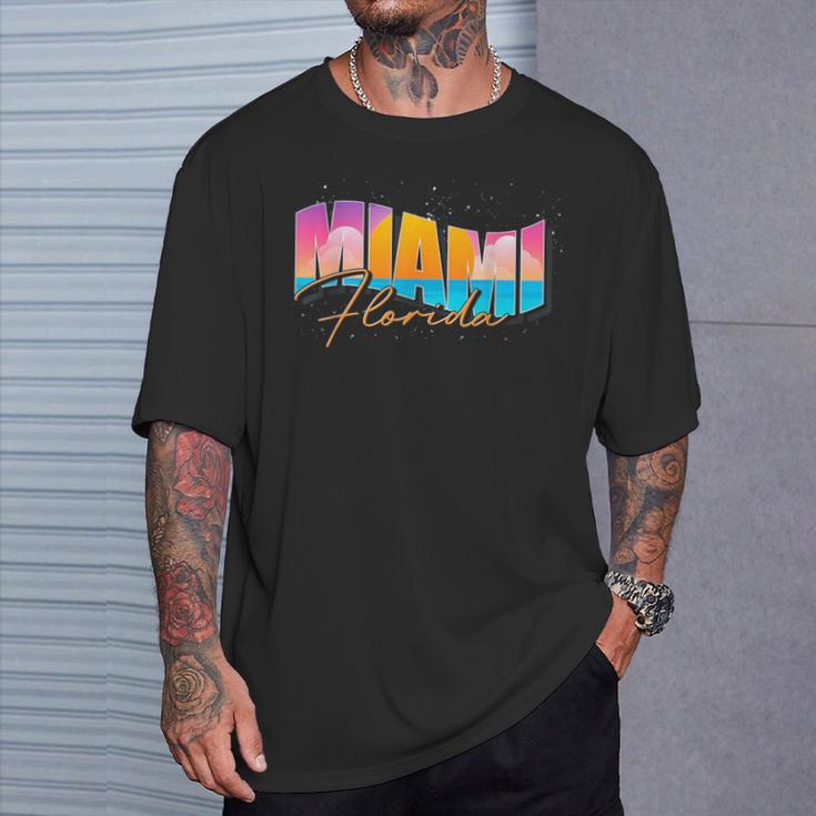 Fltateacances D'été Tropicalesouth Beach Miami Floride T-Shirt Cadeaux pour lui