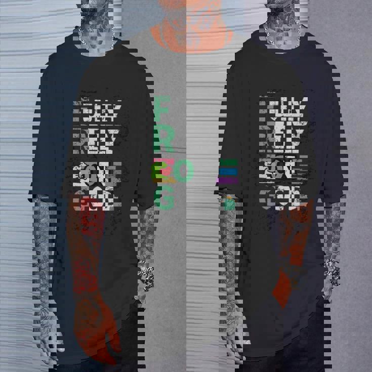 Frog Fully Rely On God 面白いレトロラブハートカエル愛好家 長袖tシャツ Tシャツ 彼への贈り物