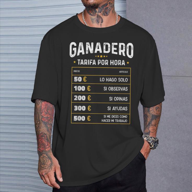 Ganadero Tarifa Por Hora De Ganadero Diseño Gracioso Camiseta unisex Regalos para él