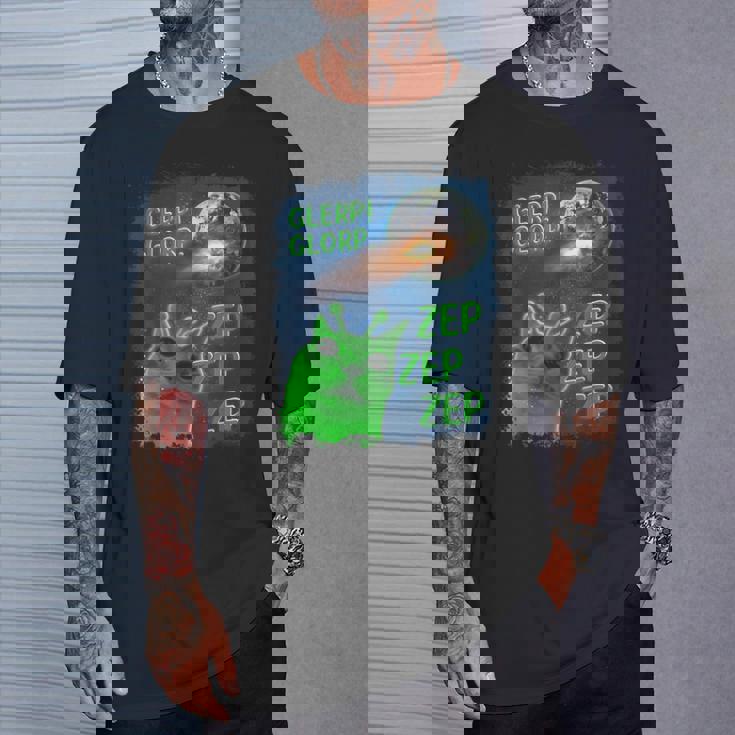 Gato Alienígena Divertido Glerp Glorp Camiseta unisex Regalos para él